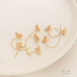 Серебряная игла, золотой мигающий песок, серьги с бабочкой ручной работы, серебро 925 пробы, 14 карат, золотой цвет, «сделай сам»