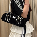 Корейская женская сумка-багет, балетка «сделай сам», милый крутой стильный трансформационный материал, глянцевая подвеска «Любовь», кружевная лента, жемчужная бабочка