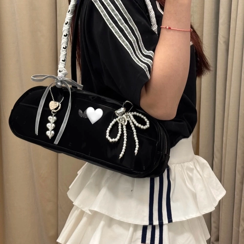 Корейская женская сумка-багет, балетка «сделай сам», милый крутой стильный трансформационный материал, глянцевая подвеска «Любовь», кружевная лента, жемчужная бабочка