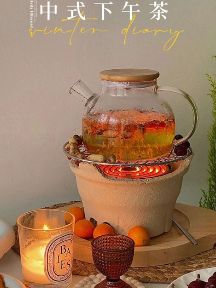 Thickened glass surrounding stove teapot, high temperature resistant, explosion-proof, large capacity, transparent household kettle set