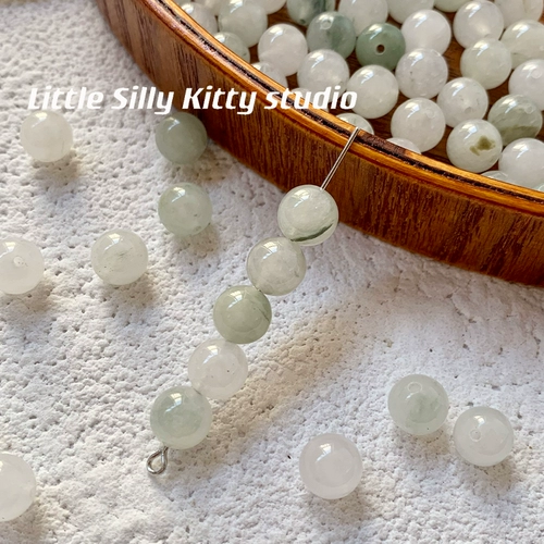 [Зеленая ветка бамбукового дождя] Тяньшань зеленый натуральный камень лед прозрачные полудрагоценные сосновые бусины DIY браслет ожерелье бусины