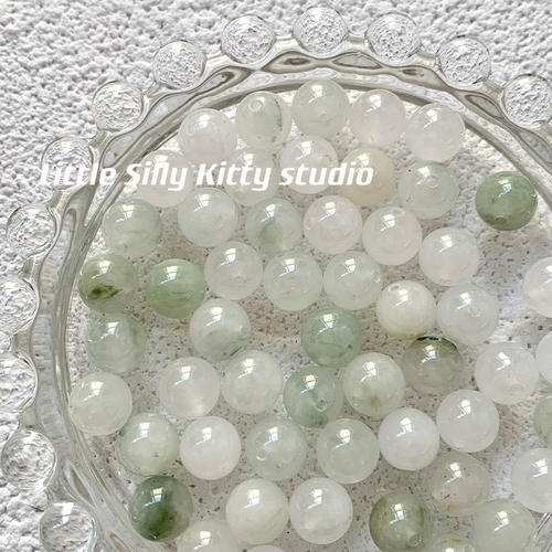 [Зеленая ветка бамбукового дождя] Тяньшань зеленый натуральный камень лед прозрачные полудрагоценные сосновые бусины DIY браслет ожерелье бусины