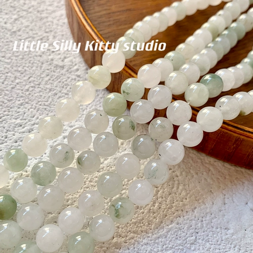 [Зеленая ветка бамбукового дождя] Тяньшань зеленый натуральный камень лед прозрачные полудрагоценные сосновые бусины DIY браслет ожерелье бусины