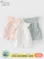 Детская летняя тонкая хлопковая летняя одежда для новорожденных для девочек, наряд маленькой принцессы, боди, популярно в интернете, короткий рукав