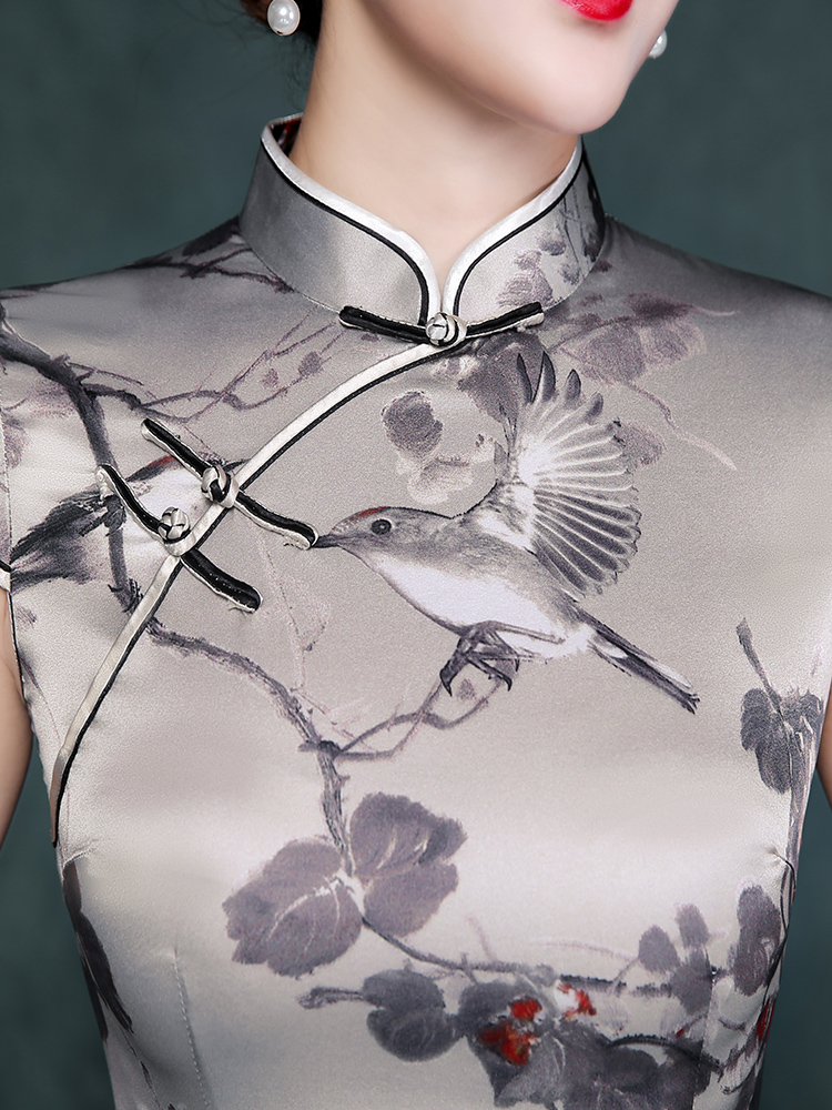 Summer clothing, cheongsam, silk short dress
