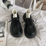 Осень 2025, женские маленькие кожаные туфли в британском стиле, новые универсальные антикварные туфли Мэри Джейн в японском стиле на толстой подошве, на высокой подошве