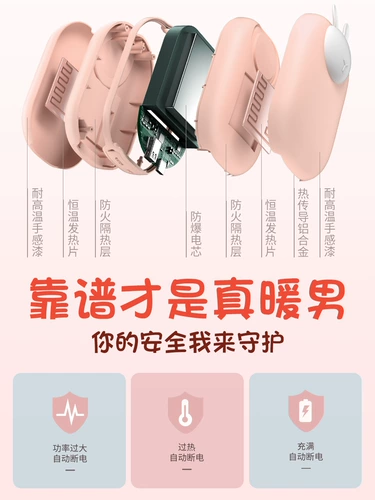 简约 Милая маленькая портативная удерживающая тепло перезаряжаемая грелка для рук для школьников, 2 в 1