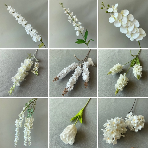 Имитация туманно-белых свадебных цветов, украшение свадебного зала, дорожное руководство, цветочная композиция на потолке, искусственные цветы, пластиковые цветы