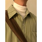 Демисезонный японский приятный телу лонгслив для отдыха, свободный крой, высокий воротник