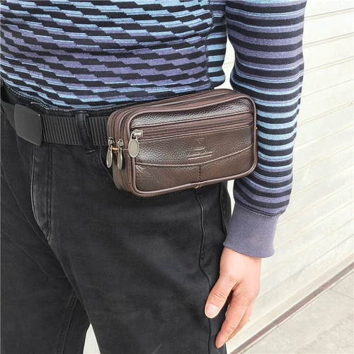 Штаны, ремень, бумажник для пожилых людей, барсетка, мобильный телефон, поясная сумка, сумка через плечо, из натуральной кожи