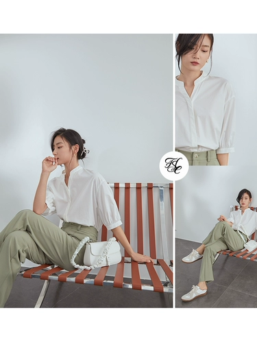 范思蓝恩 Тонкая сексуальная рубашка, французский стиль, короткий рукав