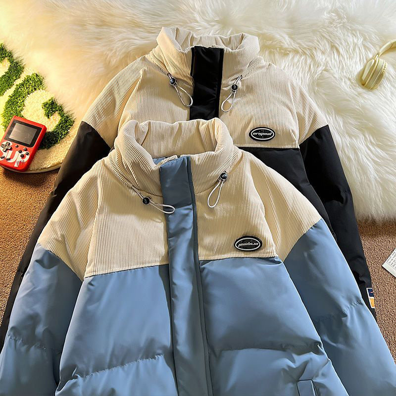 Вельветовый зимний модный утепленный пуховик, свободный крой