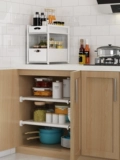 Кухонная стойка для стойки для канализационных стойков подвесное шкаф шкаф в горшок горшок с кухонными принадлежностями.