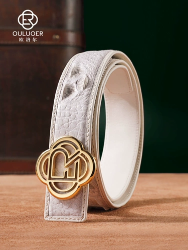 欧洛尔 Мужской импортный белый ремень из нержавеющей стали для отдыха, крокодил