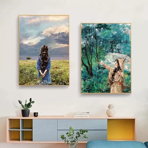 Лесной мультфильм девушка вышивка крестиком 2025 новый стиль вышивка гостиная простые мелкие детали спальня столовая колонна ручная вышивка самостоятельно