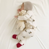 Брендовая детская хлопковая демисезонная пижама, лонгслив, детский комбинезон для новорожденных, увеличенная толщина, популярно в интернете