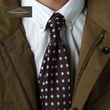 8厘米波点领带覆古英式男士商务正式休闲领带咖啡蓝灰点