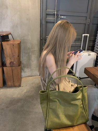 肥肥自制 Сумка через плечо, вместительная и большая зеленая сумка на одно плечо