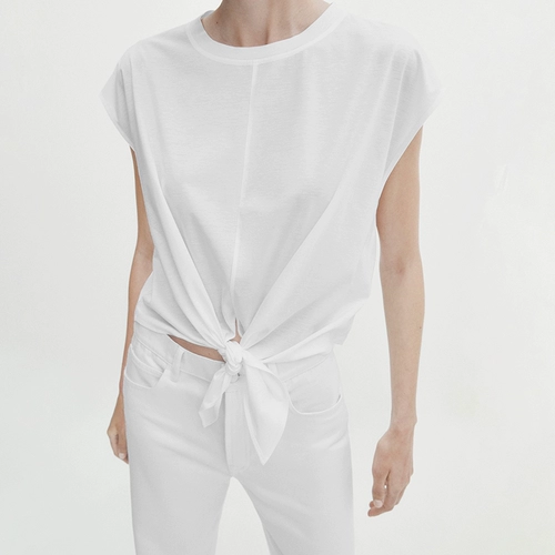 Летняя минималистичная комфортная хлопковая короткая футболка, французский стиль