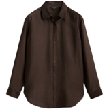 Md новая женская коричневая повседневная однотонная женская рубашка из креп-сатина с длинными рукавами 05187624700