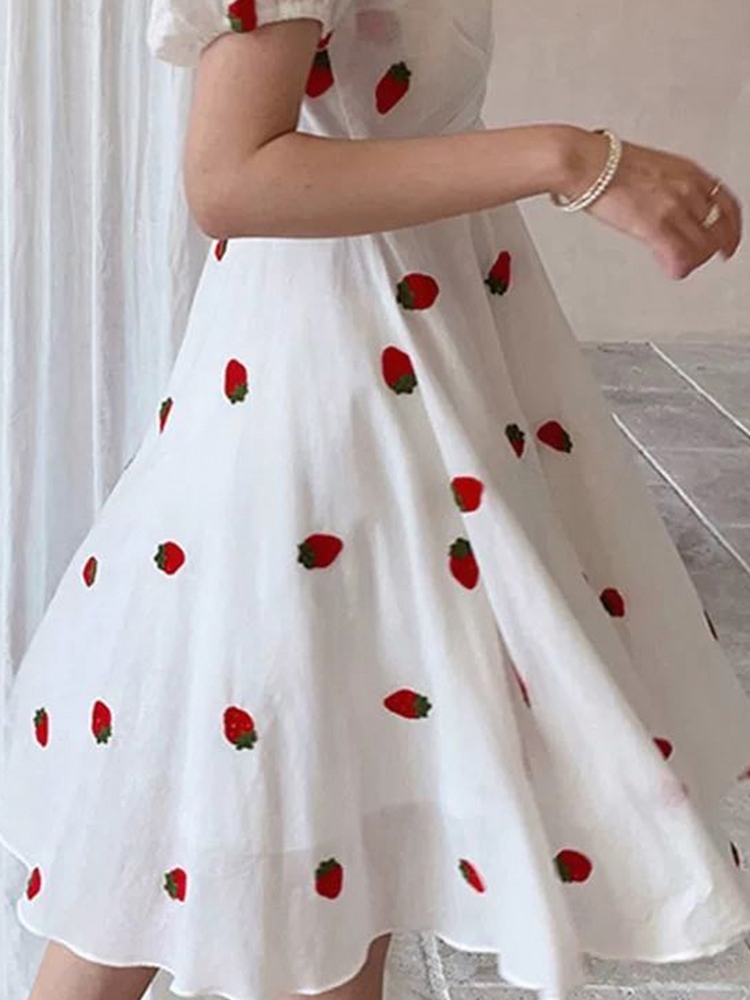 拍帛莉 Brand skirt, dress, puff sleeves, with short sleeve, V-neckline, suitable for teen