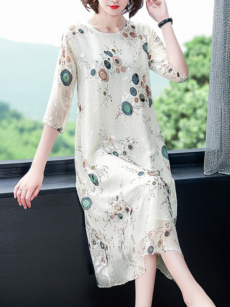 Cheongsam, dress, long skirt, Chinese style, loose fit, bright catchy style