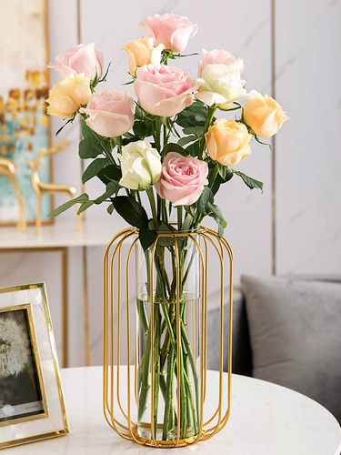 Ваза гостиной цветочной композиции легкая роскошная северная гидравлическая роза Прозрачная стеклянная столовая гостиная