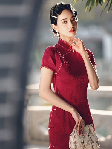 Ретро ципао для матери, летнее красное вечернее платье для невесты, коллекция 2023