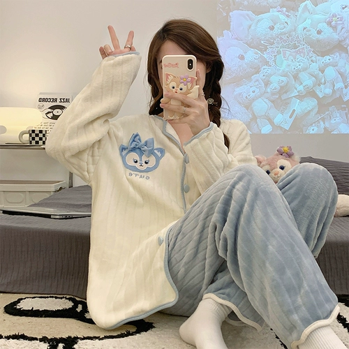 Фланелевая мультяшная демисезонная пижама, демисезонный коралловый бархатный модный комплект