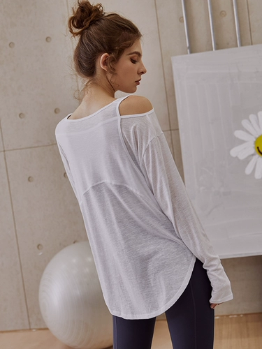 Спортивный лонгслив, осенняя дышащая быстросохнущая спортивная одежда для йоги для тренировок для спортзала, свободный крой, для бега