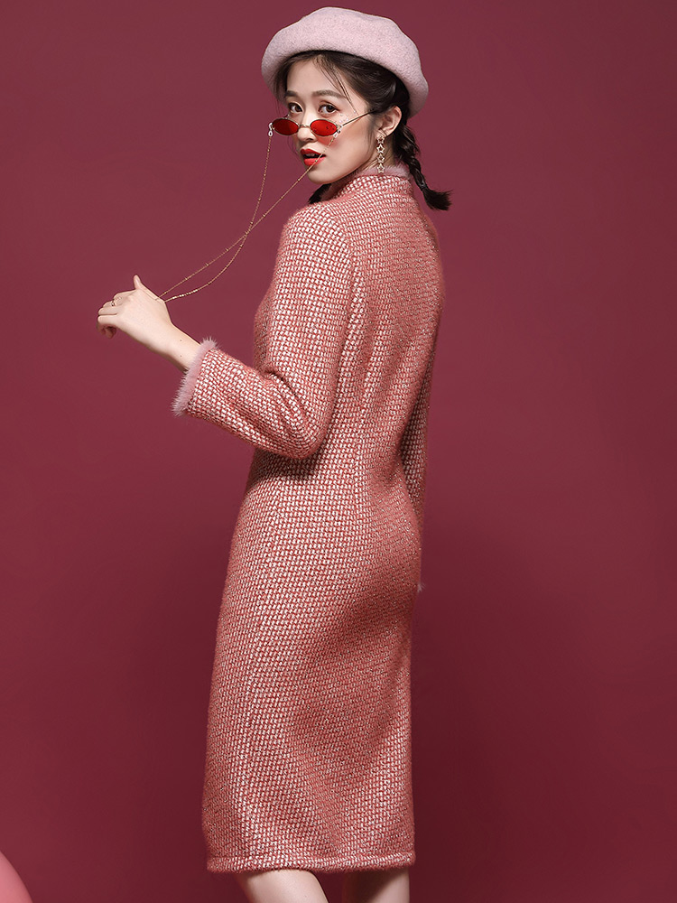 Winter retro cheongsam, lightweight dress, long sleeve, increased thickness