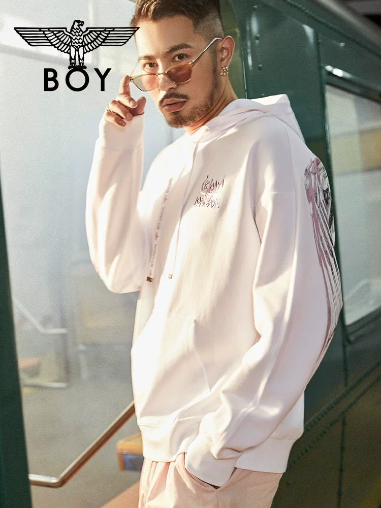 Официальный магазин Boylondon на сайте, белый худи с принтом крыльев, мужской, весна 2021