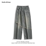 Японские джинсы для отдыха, штаны, оверсайз, свободный прямой крой