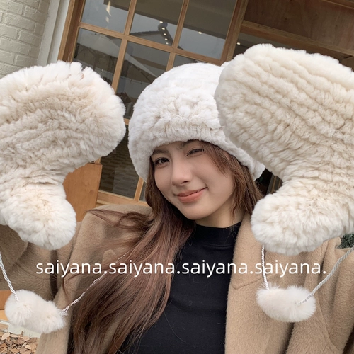 Плетеные зимние милые ветрозащитные эластичные перчатки