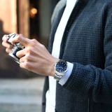 Флагманский магазин Citizen Eco-Drive со стальным ремнем и синей пластиной, деловые повседневные мужские часы Bm7140