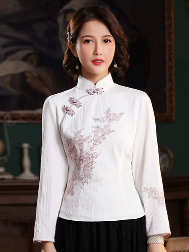 秀观唐 Весенняя трикотажная ретро короткая наклейка, ципао