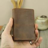 Мини-держатель для карт, мужская сумка Crazy Horse из воловьей кожи ручной работы, сумка для водительских прав, кошелек для монет, мужская ретро-женская ультратонкая визитница