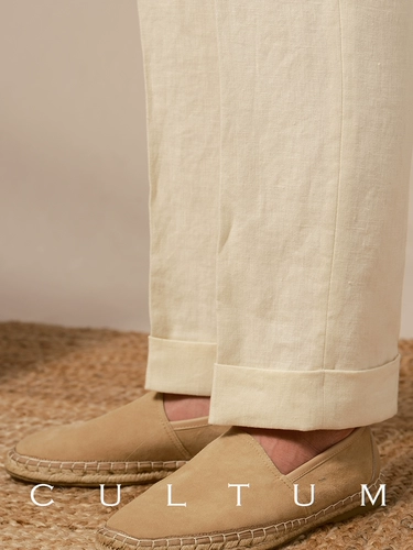 Cultum Тяжелые французские льняные брюки из Неаполя с одной складкой и высокой талией, мужские весенне-летние легкие дышащие прямые брюки