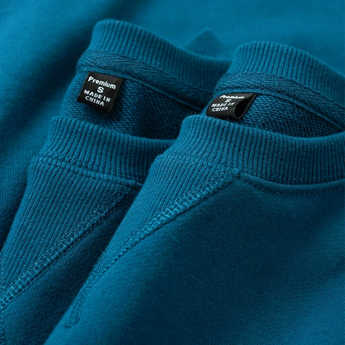 Сапфирово-синий, 340 г, тяжелая махровая толстовка из чистого хлопка с круглым вырезом, толстый осенне-зимний однотонный спортивный топ для мужчин и женщин