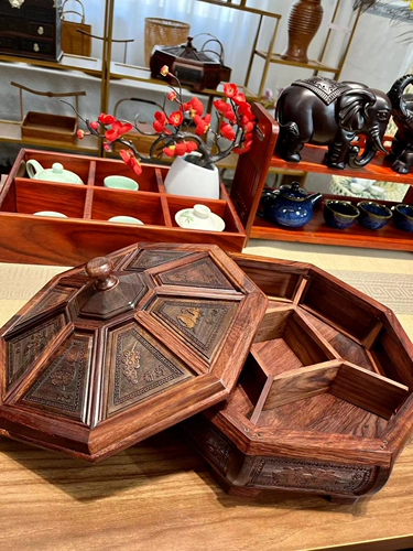 Новый китайский стиль для дома, гостиной, настольный ящик для фруктов, ящик для хранения из цельного дерева, креативный ящик для хранения фруктов с тиснением, закусок, орехов