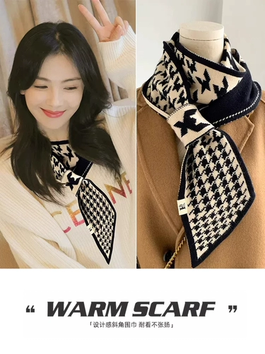 Покупка товаров Женский небольшой шарф с узором «собака», новый стиль зимы 2024 года, высококачественный искусственный воротник, многофункциональная вязаная гетра на шею, небольшой шарф
