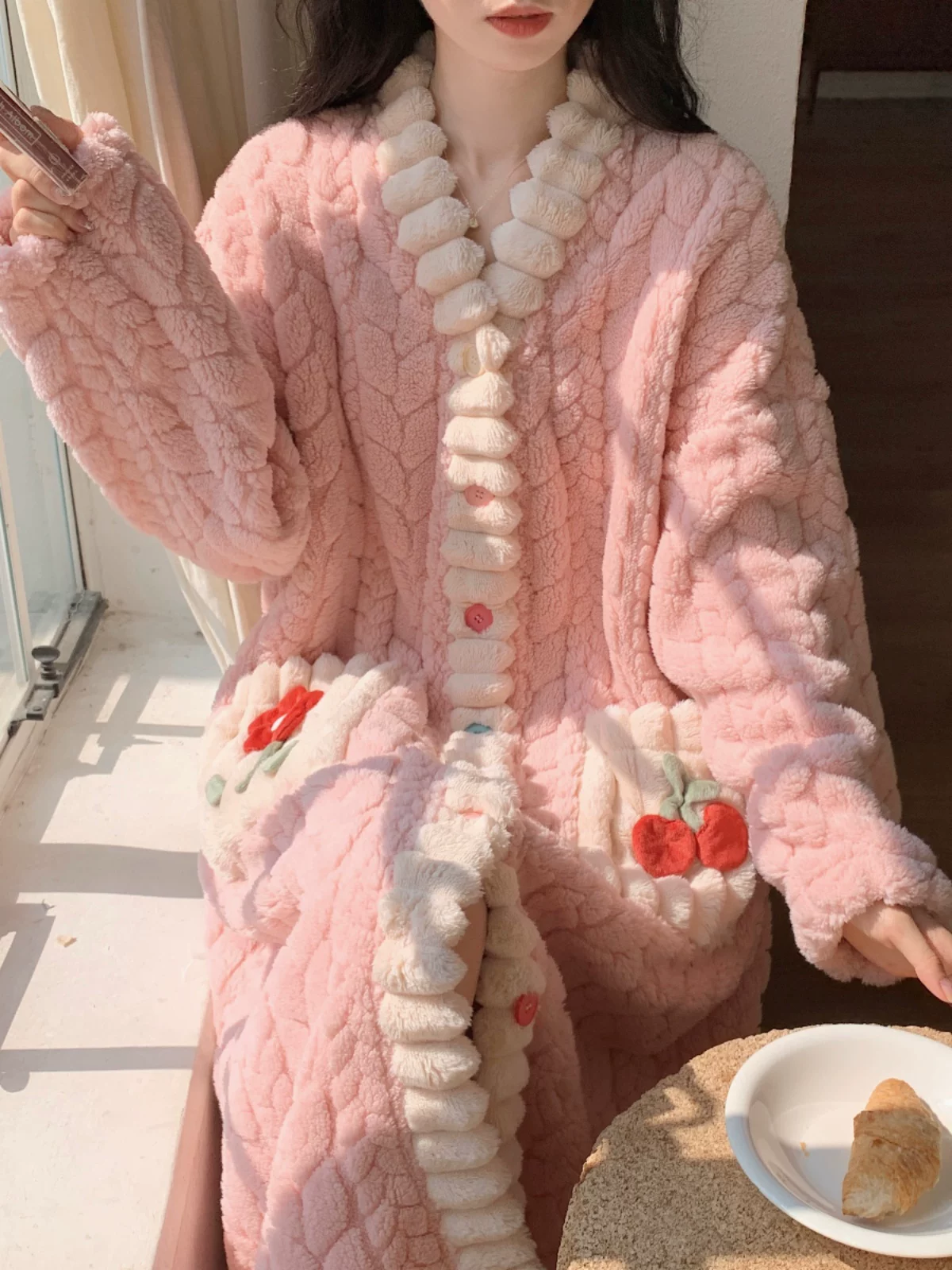 Коралловый бархат демисезонный банный халат, японская пижама, жакет, повышенная толщина