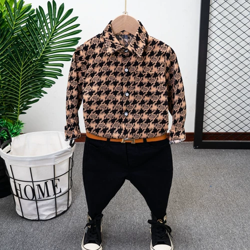 Осенняя мягкая рубашка для мальчиков, в корейском стиле