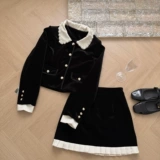 Черный комплект, кукла, куртка, кукольный воротник