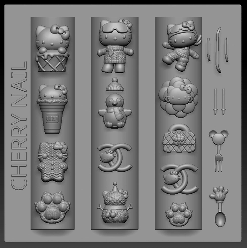 В наличии, быстрая доставка. Форма для нового продукта Cherry Nail Art 2025 [Cuwaii Story] Мультяшная форма для дизайна ногтей