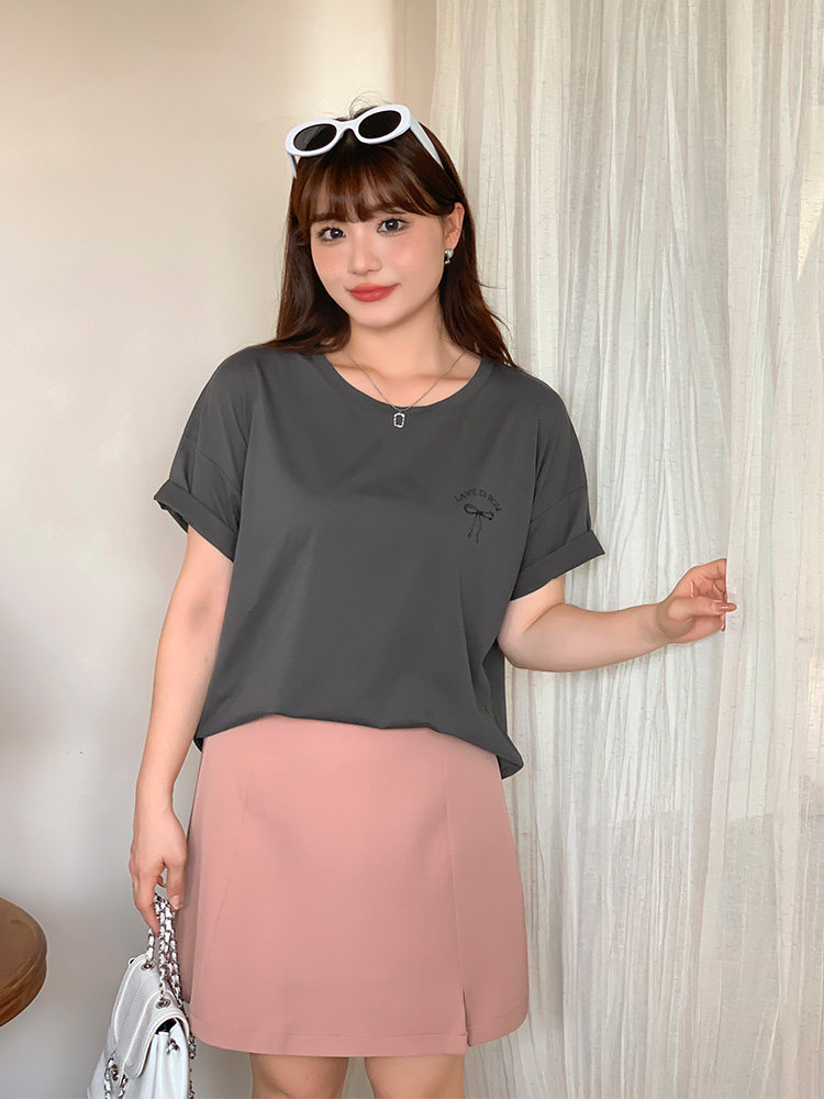 Свободный талия a слово щели весна женский большой размер , крышка кожа , тонкий Look твердый установите юбка32047.