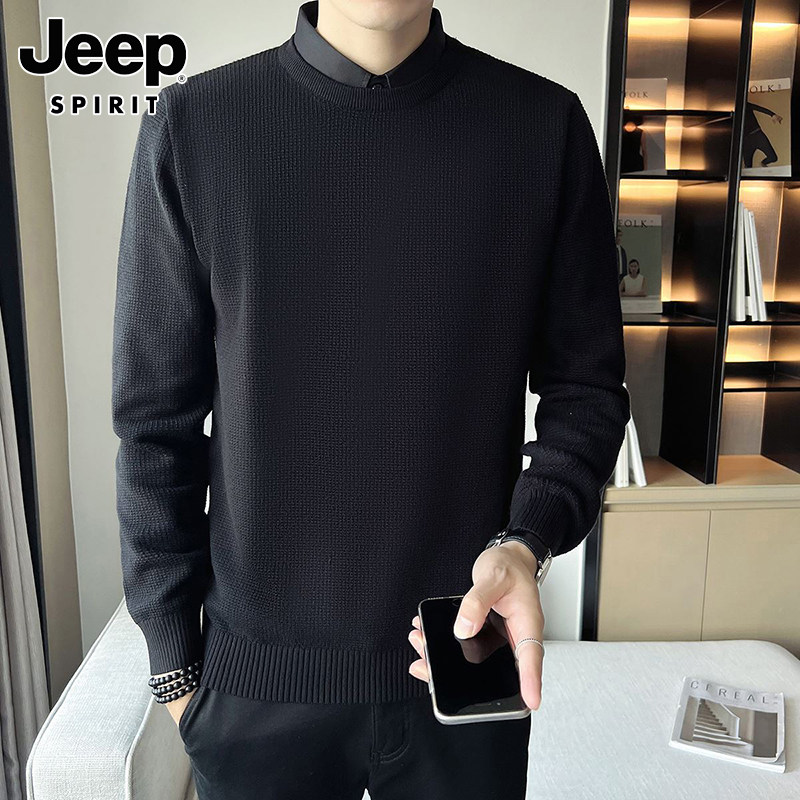 Джип, трикотажная рубашка, мужской демисезонный свитер, элитный трикотажный комплект, облегающий крой, стиль