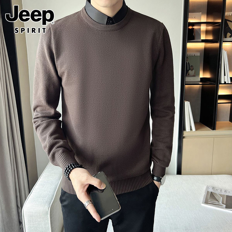 Джип, трикотажная рубашка, мужской демисезонный свитер, элитный трикотажный комплект, облегающий крой, стиль