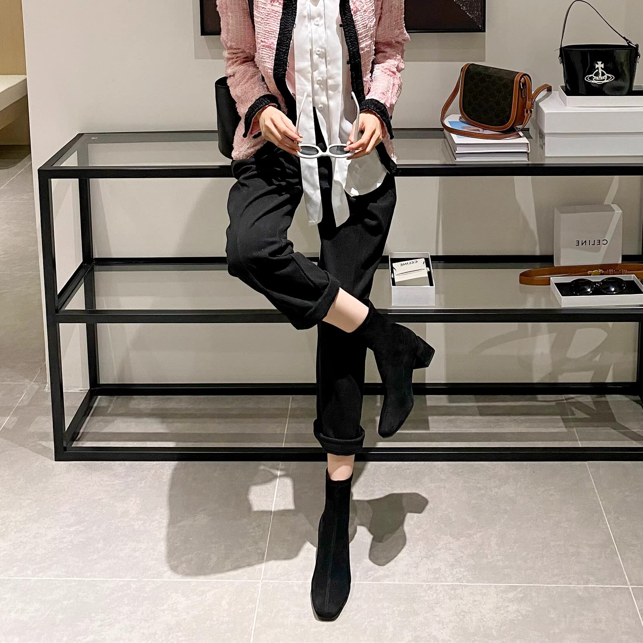 Martens, демисезонные эластичные короткие сапоги, Гонконг, из натуральной кожи