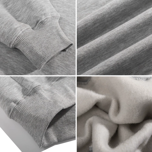 秋冬纯色圆领套头，羊毛里衬运动衫，长袖宽松休闲夹克，外穿，男女百搭，时髦